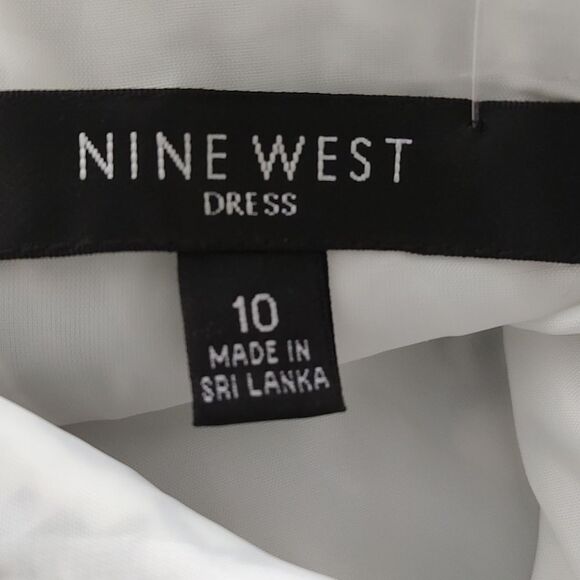 Nine West black and  off white geometric patterned A-Line dress  Sz 10 - Picture 6 of 6
